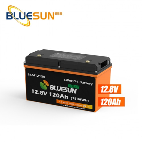 Bluesun lielas ietilpības LifePO4 Li-ion 12V 120Ah dziļa cikla saules enerģijas akumulators Bluesun lielas ietilpības LifePO4 Li-ion 12V 120Ah dziļa cikla saules enerģijas akumulators